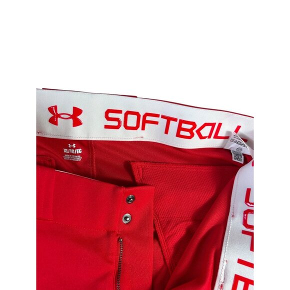 NEW Under Armour Softball Pants Cropped Red Women's Sz XL Stretch High Waist - Picture 3 of 10